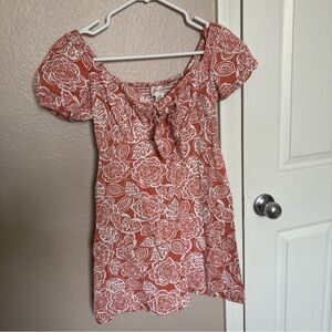 Jessica Simpson Floral Mini Dress XS Smocked Cottagecore Puff Sleeve Boho